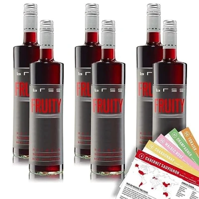 Abbildung von Bree Fruity Rotwein, süß &amp; fruchtig, sortenreines Weinpaket + VINOX Winecards (6x0,75l)