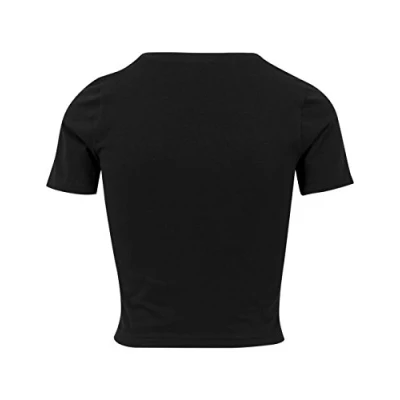Abbildung von Build Your Brand Ladies Cropped Tee Damen T Shirt Top Kurzarm kurzärmlig, Größe:L, Farbe:Black