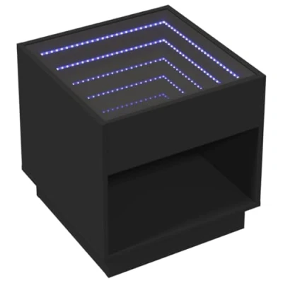Abbildung von vidaXL Couchtisch, Beistelltisch mit Infinity LED, Sofatisch Kaffeetisch für Wohnzimmer, Teetisch Wohnzimmertisch, Schwarz Holzwerkstoff Glas