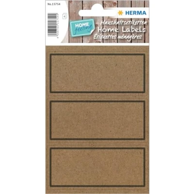Abbildung von HERMA 15754 Vielzweck Etiketten aus Graspapier, 4 Blatt, 82 x 36 mm, 3 Stück pro Bogen, 12 Aufkleber, selbstklebend, Haushaltsetiketten zum Beschriften, Klebeetiketten Silphie Papier, natur braun