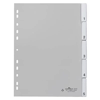 Abbildung von Durable Blanko Register aus PP, 5 teilig, Universallochung, grau, 644010