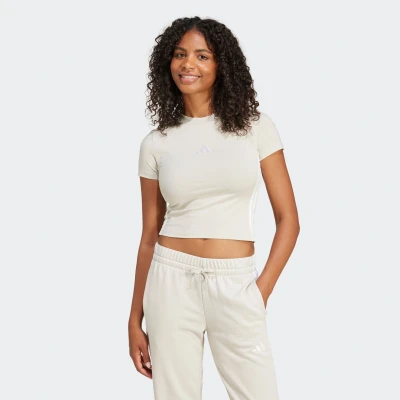 Abbildung von adidas Damen Essentials 3 Stripes Slim Baby T Shirt Shirt, Wonder Alumina/White,