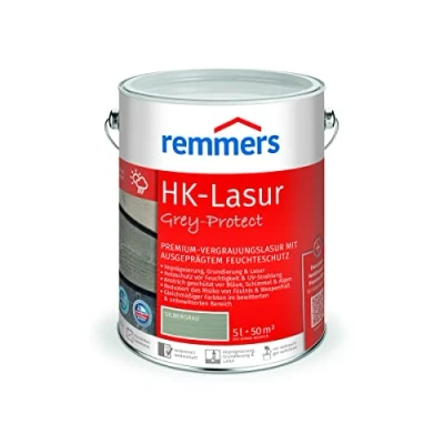 Abbildung von Remmers HK Lasur 3in1 Grey Protect silbergrau, 5 Liter, Holzlasur aussen, 3n1: Imprägnierung, Grundierung &amp; Lasur, Holzschutz vor Feuchtigkeit UV Strahlung