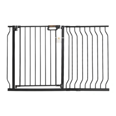 Abbildung von VEVOR Türschutzgitter, Absperrgitter Treppengitter, 7491229mm Breitenbereich Kindergitter, Haustiergitter, Treppenschutzgitter, Beidseitig Schwenkbare 762mm Höhe, Schwarze Babygitter ohne Bohren