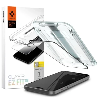 Abbildung von Spigen GLAS.tR EZ FIT Full Cover HD Entworfen für iPhone 15 Plus Premium gehärtetes Glas Displayschutzfolie