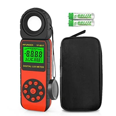 Abbildung von Digital Luxmeter Belichtungsmesser,INFURIDER YF 881F Lichtmessgerät mit 0,01 400.000 Lux,Illuminance Light Meter 270 Drehbarem Detektor für LED Beleuchtung,Pflanze,Fotografie