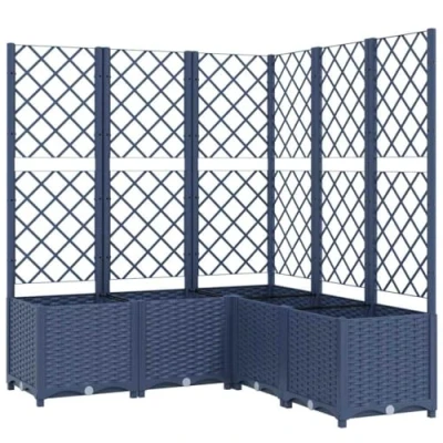 Abbildung von vidaXL Pflanzkübel mit Rankgitter Blumenkübel Pflanzkasten Blumentopf Blumenkasten Rankhilfe Spalier Gartenspalier Dunkelgrau 120x120x136cm PP