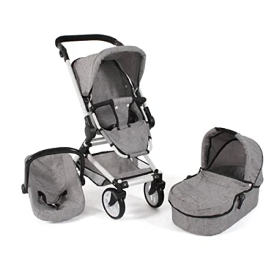 Abbildung von CHIC2000 Kombi Puppenwagen Fides 3in1, Melange Grau, mit Babywanne, Sportsitz und Autositz