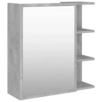 Abbildung von vidaXL Bad Spiegelschrank Badspiegel Badschrank Wandschrank Spiegel Wandspiegel Badezimmerschrank Schrank Betongrau 62,5x20,5x64cm Holzwerkstoff