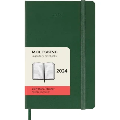 Abbildung von Moleskine Tagesplaner , 12 Monate 2024, Agenda Pocket 9x14, Hardcover mit Gummizugverschluss, Farbe Myrtegrün