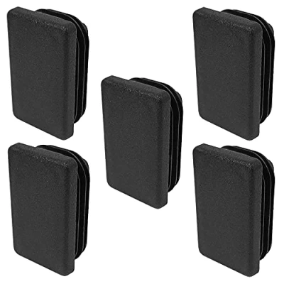 Abbildung von cyclingcolors 5X Kunststoff Rechteckige Rohrstopfen Lamellenstopfen Schwarz Stopfen Rohre Rohraußen Endkappen Möbelgleiter, 50x20mm