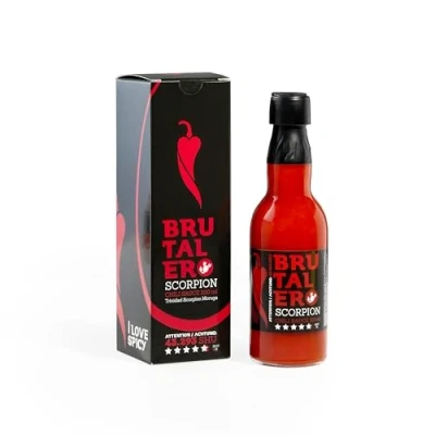 Abbildung von I LOVE SPICY Brutalero Scorpion 100 ml Fermentierte Scharfe Chilisoße 43.293 SHU (Trinidad Moruga Chili Pfeffer 80%) Louisiana Stil, Schärfe 6/5