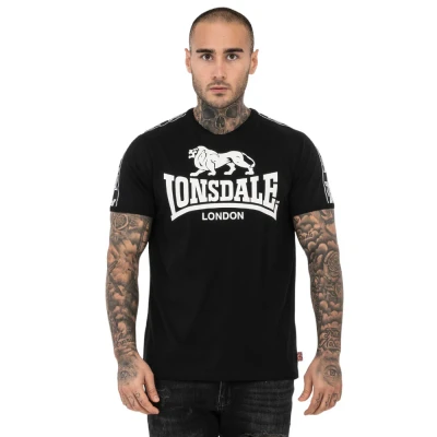 Abbildung von Lonsdale Normale Passform Stour Tshirt print, Herren, Größe: Large, Black white