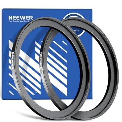 Abbildung von NEEWER 72 82mm Step Up Adapterring (2er Pack) mit Reinigungstuch, ultraschlanker Objektivfilter aus Aluminiumlegierung für 72mm Kameraobjektive zur Verwendung von Filtern