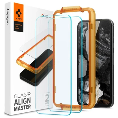 Abbildung von 2er Pack Google Pixel 8a Panzerglas Spigen AlignMaster Full Cover Screenprotector Screen Protector für das