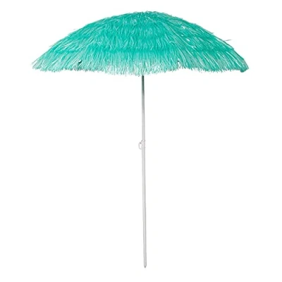 Abbildung von Mojawo Hawaii Strandschirm Sonnenschirm Strand Schirm Sonnenschutz Gartenschirm Bastschirm knickbar Polyester Türkis Ø1,6m