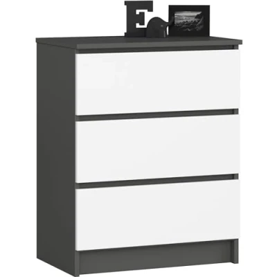 Abbildung von Home Collective Kommode 60 cm breit Holz Highboard Sideboard für Flur Schlafzimmer Wohnzimmer (Kommode mit Schubladen Schrank), Kinderzimmer Organizer, 77 hoch 3 graphit weiß