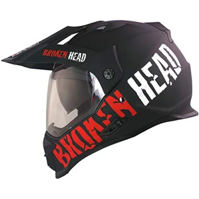 Abbildung von Broken Head Made2Rebel Motocross Helm Rot Mit Visier Enduro MX Cross Sonnenblende Quad (S 55 56cm)