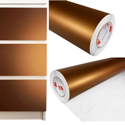 Abbildung von DecoMeister Klebefolien Deko Folie Selbstklebefolie Selbstklebende Möbelfolie Einfarbig für Interior Exterior Einheitliche Farbe Fertigrolle 100cm x 1000cm Kupfer Matt