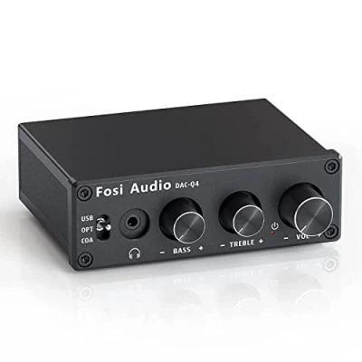 Abbildung von Fosi Audio Q4 Kopfhörer Verstärker, 192 kHz USB DAC Kopfhörerverstärker, USB/Optisch/Koaxial Eingänge auf 3,5 mm AUX/RCA/Ausgang, Gaming AMP für PS5/PC/MAC/Aktive Lautsprecher