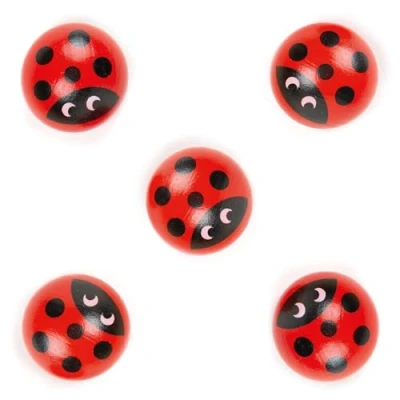 Abbildung von Nene Toys Set mit 5 Holzersatzstücken für das Marienkäfer Matchspiel Premium handgefertigte Holzmarienkäfer zur Bereicherung Ihres Spielerlebnisses [Ideal verlorene oder fehlende Spielfiguren]