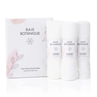 Abbildung von Baie Botanique Dual Action Gesichtsreinigungstuch, Luxus Baumwoll Musselin und ultraweiches Bambus Frottee, 100% Natürlich (Set of 3)