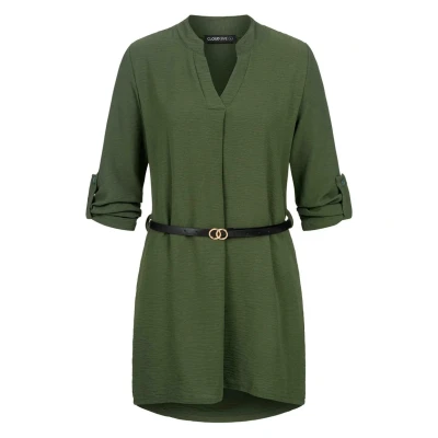 Abbildung von Cloud 5ive Turnup MIT GÜRTEL Bluse, Damen, Größe: Medium, Green
