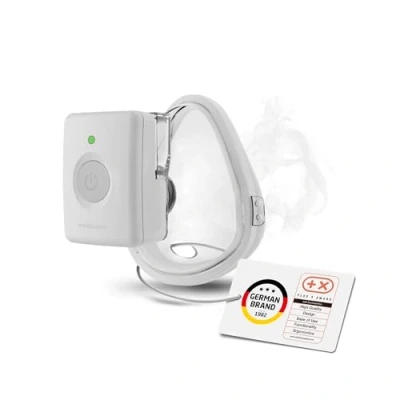 Abbildung von Medisana IN 700 Inhalator mit Akku, tragbar und kabellos für eine freihändige Inhalation, Vernebler Mesh Technologie, Inhaliergerät Mundstück Maske bei Erkältungen oder Asthma