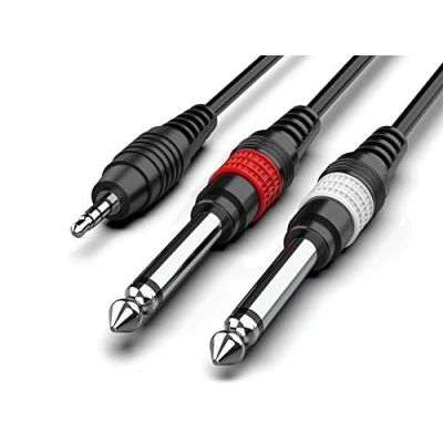 Abbildung von Audibax Bronze Cable Minijack Stereo a 2 Jack Mono 3 Metros Negro