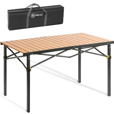Abbildung von HOMECALL Klapptisch Campingtisch Klappbar Balkontisch Gartentisch Tragbar, Aluminiumrahmen, höhenverstellbares Bein, bis 100kg