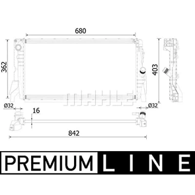 Abbildung von MAHLE ORIGINAL CR 2315 000P Kühler, Motorkühlung 680 362 16 Kühlrippen gelötet MINI: Schrägheck