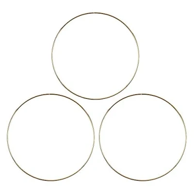 Abbildung von Ideen mit Herz Metallringe zum Basteln 3 Stück 3mm stark Ø 20cm Drahtringe aus Eisen Ideal für Traumfänger, Makramee, Trockenblumen, Wanddeko (gold)