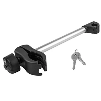 Abbildung von EUFAB 11238 Rahmenhalter lang, abschließbar, für U Bügelrohr: Ø 3,0 cm, 31 cm Länge, Schwarz/Silber