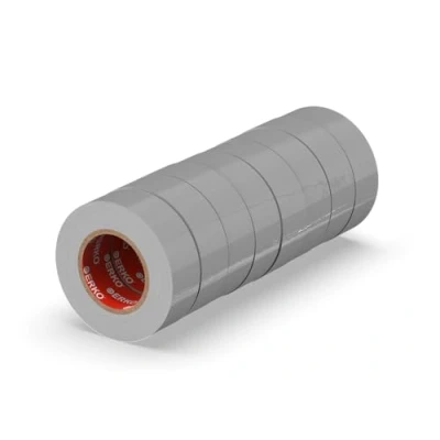 Abbildung von ERKO Isolierband Grau 19mm x 20m PVC Set 8 Stück Elektrische Leitungen Reparatur, Hochflexibel mit starker Klebekraft, Chemiebeständig, Wasserfest, Klebeband