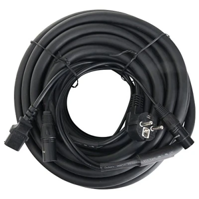 Abbildung von Pronomic Stage EUIECX 15 Hybridkabel Schukostecker auf Kaltgerätebuchse, XLR/XLR 15m (ideal zur Verkabelung von Aktiv Boxen, PA Lautsprechern, Lichteffekten &amp; Bühnenbeleuchtung)