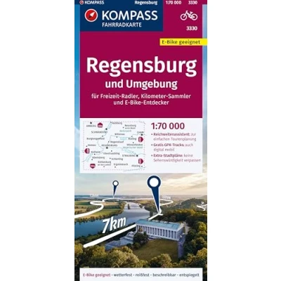Abbildung von KOMPASS Fahrradkarte 3330 Regensburg und Umgebung 1:70.000: reiß wetterfest mit Extra Stadtplänen