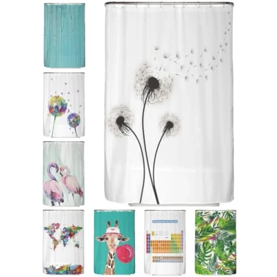 Abbildung von arteneur® Pusteblume Schwarz und Weiß Anti Schimmel Duschvorhang 120x180 Recycelt mit Öko Tex Standard 100 Beschwerter Saum, Blickdicht, Wasserdicht, Waschbar, 8 Ringe