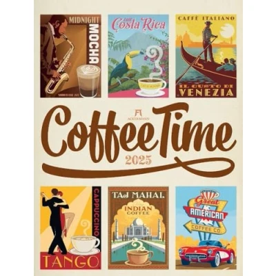 Abbildung von Coffee Time Kalender 2025, Wandkalender im Hochformat (50x66 cm) Kaffee Plakate Retrostil, Illustrationen und Plakatmalerei, Kunstkalender
