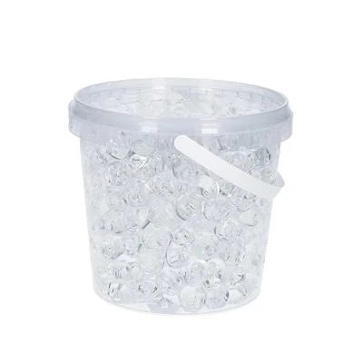Abbildung von trendfinding 1 Liter Eimer aus Kunststoff mit Deckel Deko Hydro Wasser Perlen Kugeln künstliche Blumenerde Aquaperls Aqualinos zum Dekorieren (Kristall_XL)