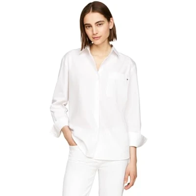 Abbildung von Tommy Hilfiger Poplin EASY FIT Hemdbluse, Damen, Größe: 38, Th optic white