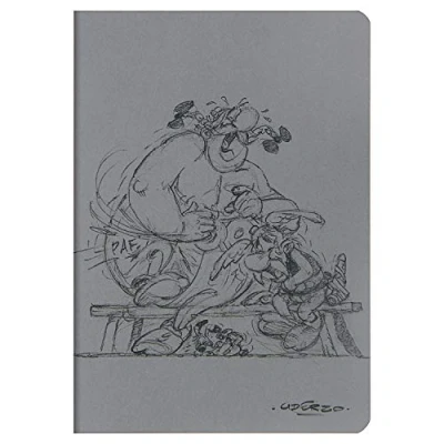 Abbildung von Clairefontaine 812997C Notizhheft mit Fadenbindung &#039;&#039;Asterix 3&#039;&#039; Format A5 (14,8x21 cm), 32 Blatt liniert 90g elfenbein, Einband aus grauem Mayapapier 270g und Skizzenmotiv, 1 Stück