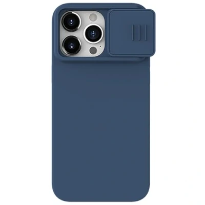 Abbildung von Nillkin CamShield Silikon Hülle für Apple iPhone 15 Pro Max Back Cover mit Kamera Slider Blau