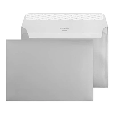 Abbildung von Blake Creative Shine 45312 Briefumschläge Haftklebung Metallisch Silber C5 162 x 229 mm 130 g/m² 25 Stück