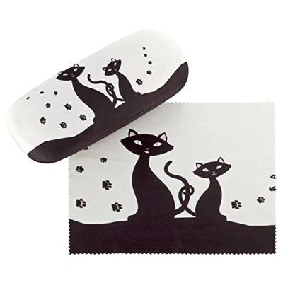 Abbildung von von Lilienfeld Brillenetui Schwarze Katzen Kätzchen Motiv Brillenbox, stabiles mit Mikrofaser bezogenes Hardcase