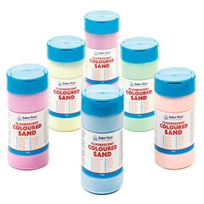 Abbildung von Baker Ross Neonfarbiger Sand in 6 Farben für Kinder zum Basteln, Gestalten und Verzieren von Karten, Bastelarbeiten Collagen