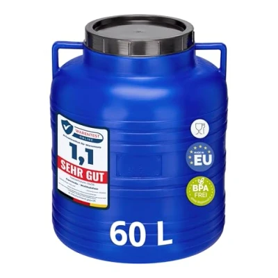 Abbildung von Garronda Regentonne 60L BPA freies Fass Behälter mit Deckel für Lebensmittel GD 0087, Blau, 60 l