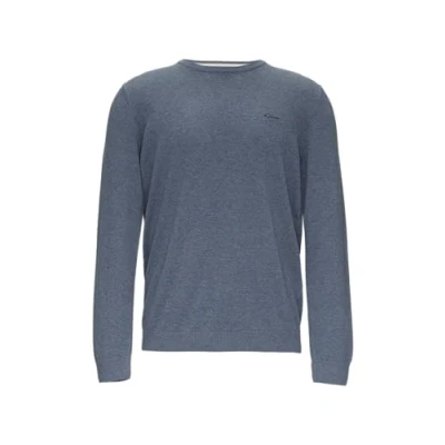 Abbildung von Strickpullover mit Logo Stickerei blau L