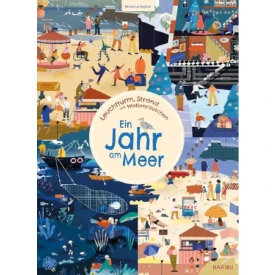 Abbildung von Leuchtturm, Strand und Wellenrauschen Ein Jahr am Meer: Wimmelbuch zum Suchen Entdecken für Kinder ab 3 Jahren