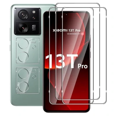 Abbildung von FWKDWHPH [3+2 Stück Temperglas Schutzfolie für Xiaomi 13T/13T Pro Panzerglas und Kamera Schutzfolie,9H Härte,kratzfest,blasenfrei,HD Displayschutz