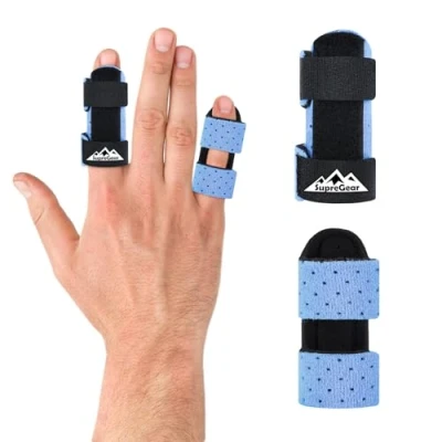 Abbildung von supregear Fingerschienen, 2 Stück Verstellbare Fingerstütze, Bequemer Finger Stabilisator für Gebrochene, Verstauchte, Arthritis, Sehnenentzündung und Geschwollene Finger, Hellblau Rosa